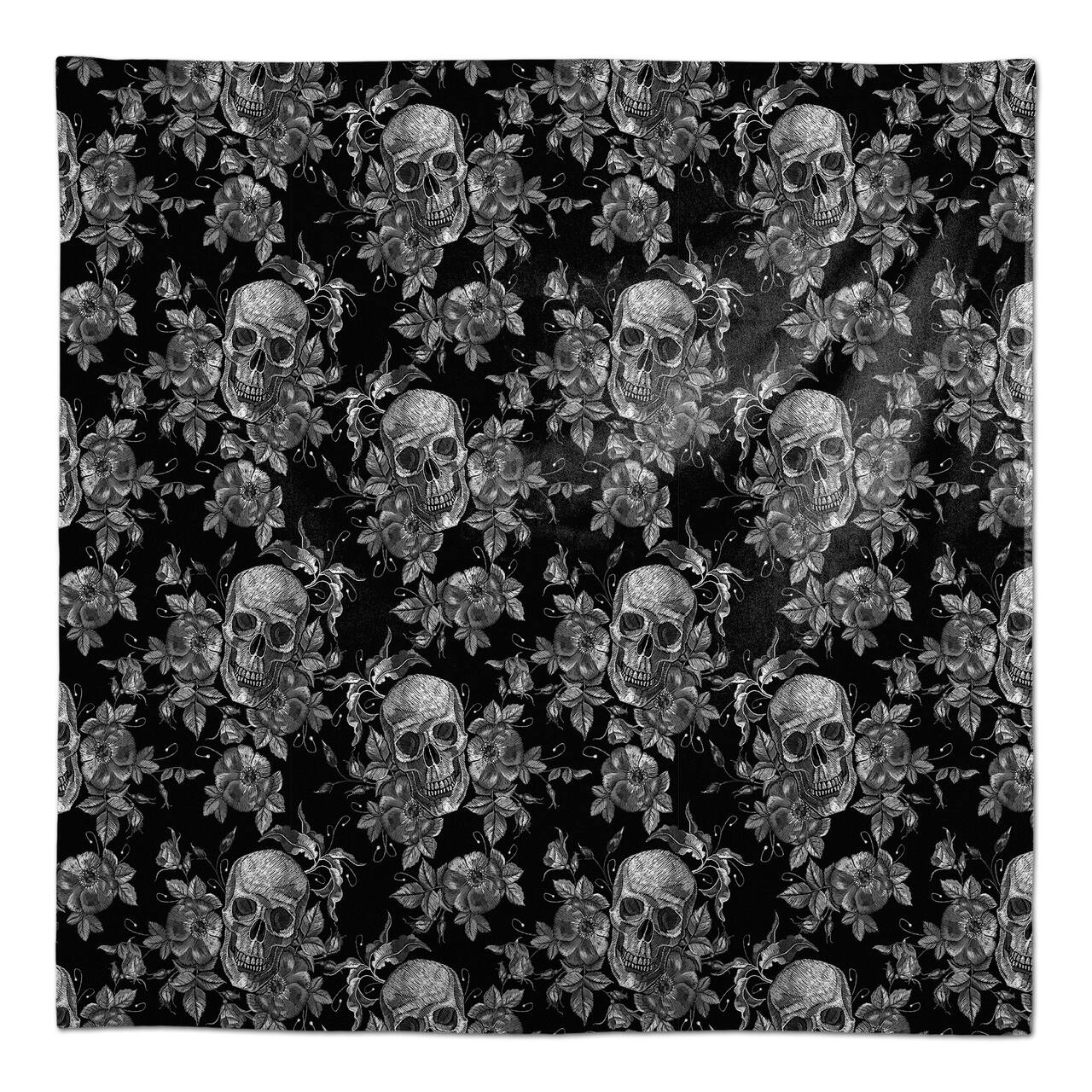 58&#x22; Floral Skulls Tablecloth